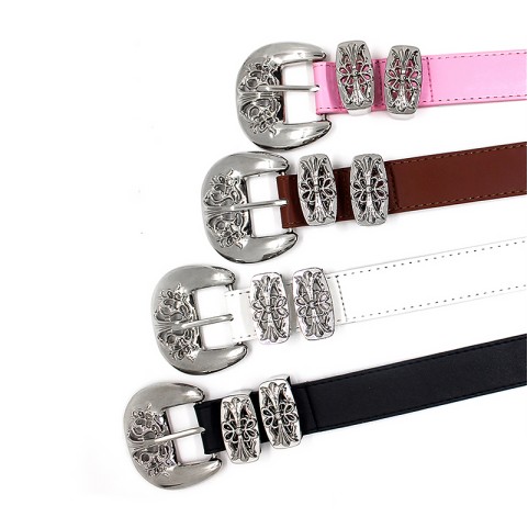 Silver Hollow Carved Belt