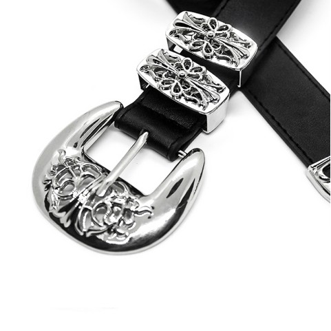 Silver Hollow Carved Belt