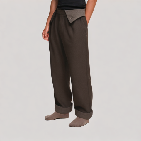 Houndstooth Double Waisted Casual Trousers