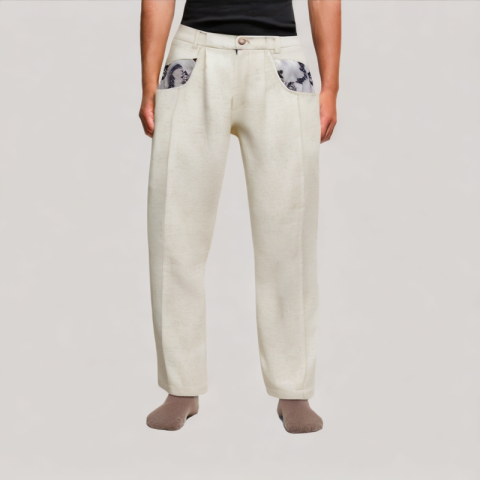 Floral Pocket Straight Leg Casual Pants