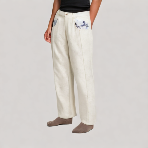Floral Pocket Straight Leg Casual Pants