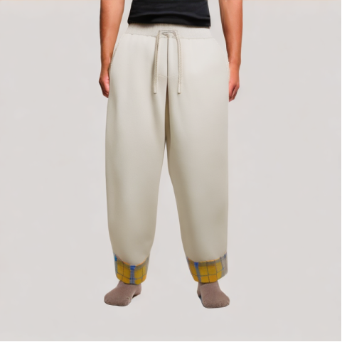 Plaid Rolled Hem Casual Pants