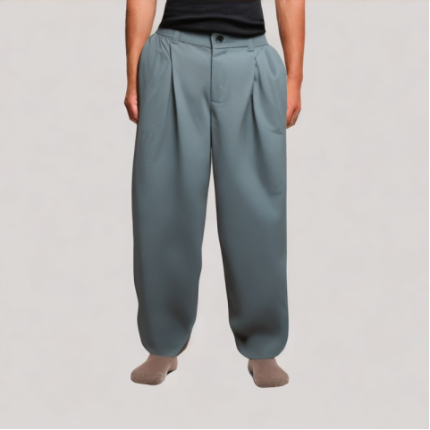 Vintage Pleated Solid Color Casual Pants