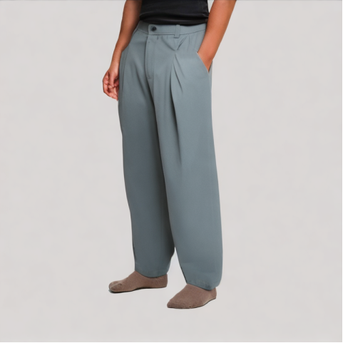 Vintage Pleated Solid Color Casual Pants