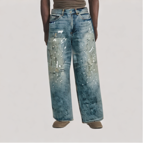 Ink Splattered Distressed Jeans