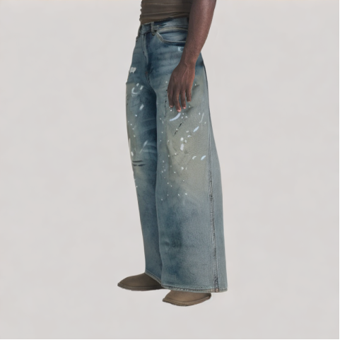 Ink Splattered Distressed Jeans