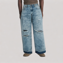 Knife Cut Ripped Denim Trousers