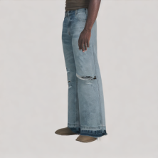 Knife Cut Ripped Denim Trousers