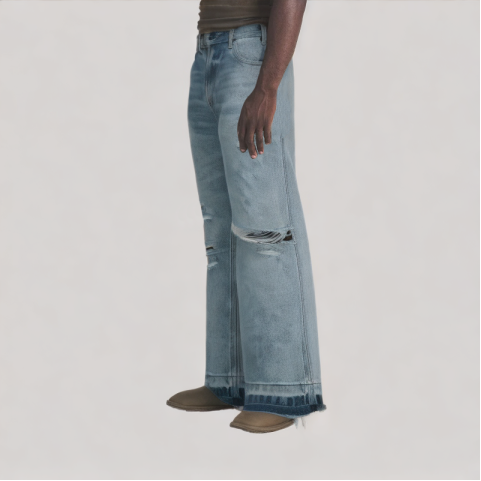 Knife Cut Ripped Denim Trousers