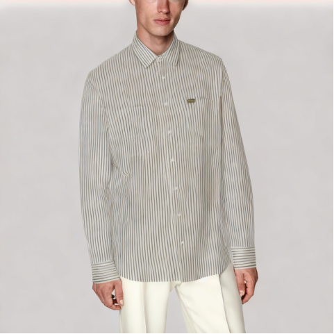 Khaki Striped Men's Shirt