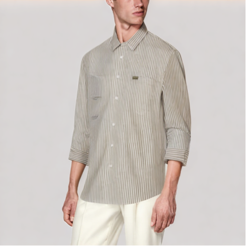 Khaki Striped Men's Shirt