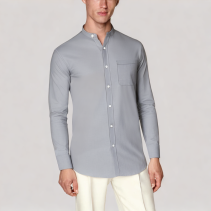 Men's Cotton and Linen Long Sleeved Shirt