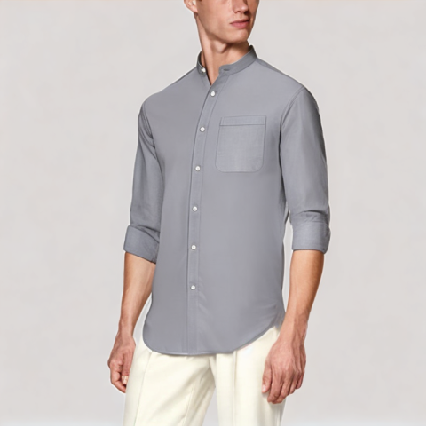 Men's Cotton and Linen Long Sleeved Shirt