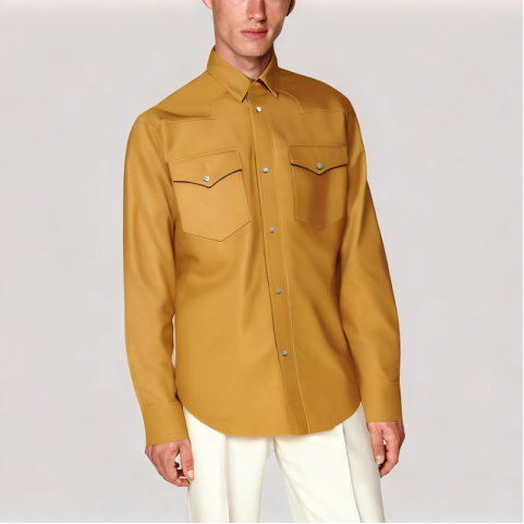 Yellow Leather Long Sleeved Shirt