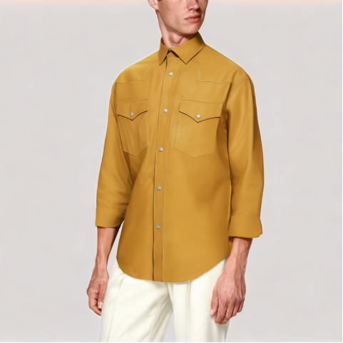 Yellow Leather Long Sleeved Shirt