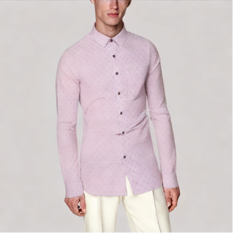 Polka Dot Slim Fit Long Sleeve Shirt
