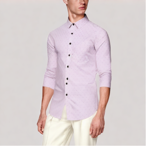Polka Dot Slim Fit Long Sleeve Shirt