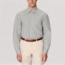 Gray Plaid Long Sleeved Shirt