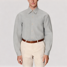 Gray Plaid Long Sleeved Shirt