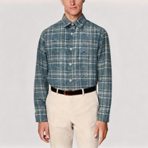 Washed Tree Pattern Plaid Shirt