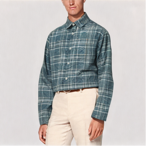 Washed Tree Pattern Plaid Shirt