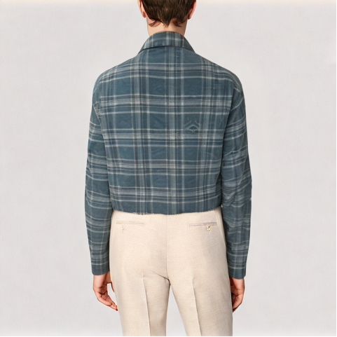 Washed Tree Pattern Plaid Shirt