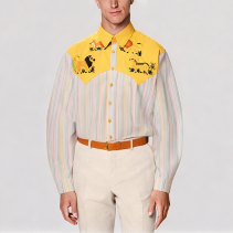 Animal Embroidered Striped Shirt