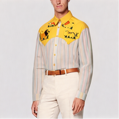 Animal Embroidered Striped Shirt Animal Embroidered Striped Shirt