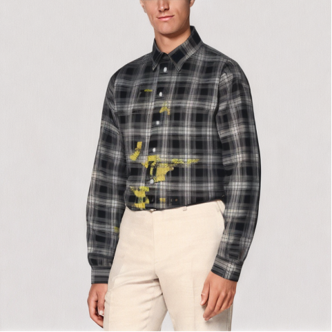 Dark Plaid Long Sleeved Shirt