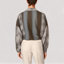 Retro Contrast Color Patchwork Long Sleeved Shirt