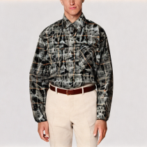 Tie Dye Plaid Raw Edge Shirt