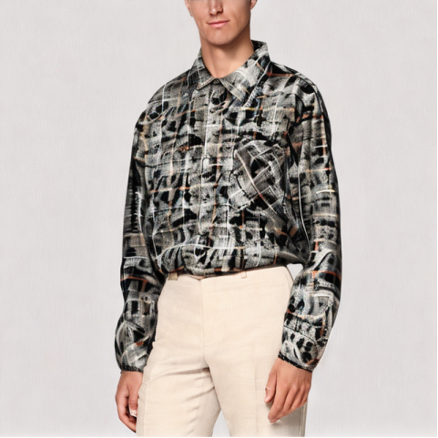 Tie Dye Plaid Raw Edge Shirt