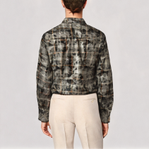 Tie Dye Plaid Raw Edge Shirt