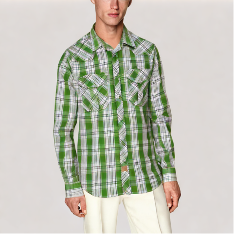 Green Plaid Casual Shirt