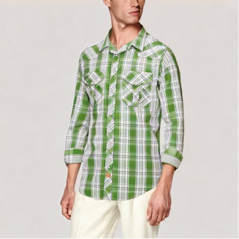 Green Plaid Casual Shirt Green Plaid Casual Shirt