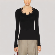 Lace Bow Long Sleeved Top