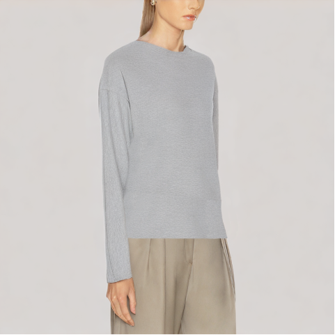 Versatile Round Neck Drop Shoulder Long Sleeve Top