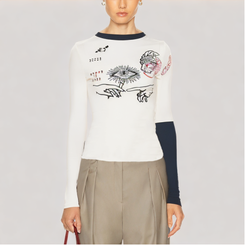 Cropped Turtleneck Women's Long Sleeve Top