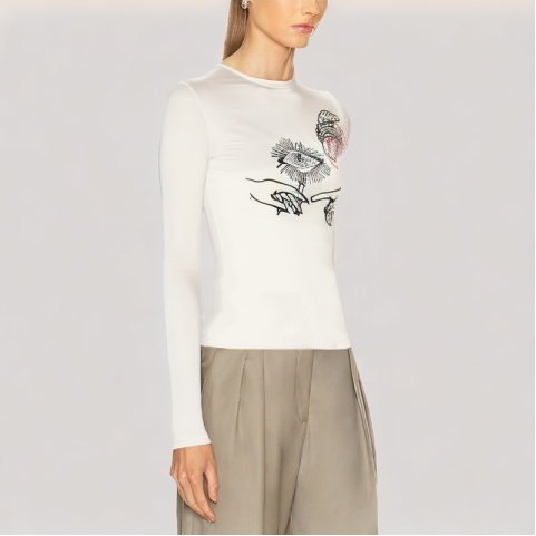 Cropped Turtleneck Women's Long Sleeve Top