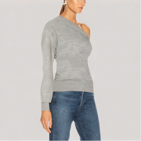 Off Shoulder Long Sleeved Gray Top Off Shoulder Long Sleeved Gray Top