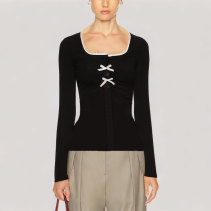 Lace Panel Long Sleeved Top