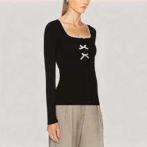 Lace Panel Long Sleeved Top