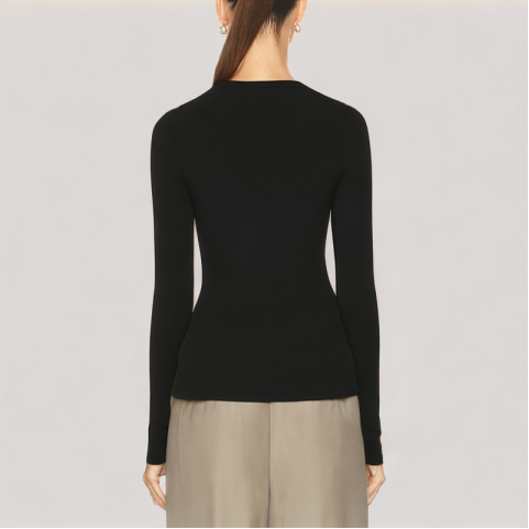 Lace Panel Long Sleeved Top