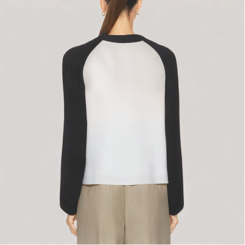 Contrast Color Cropped Long Sleeved Top