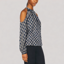 Vintage Off The Shoulder Plaid Long Sleeve