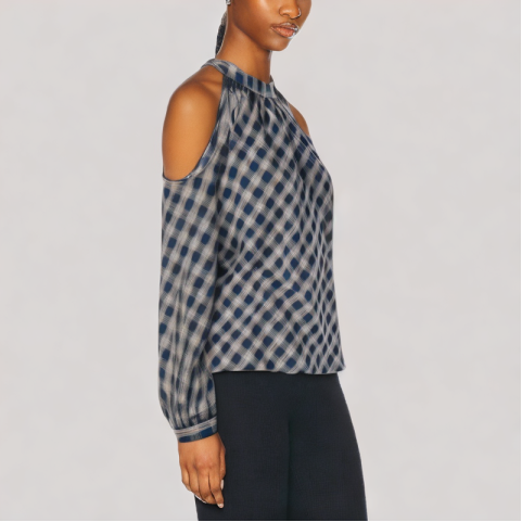 Vintage Off The Shoulder Plaid Long Sleeve