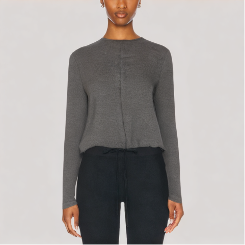 Long Sleeved Top with a Crisscross Hem