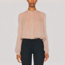 Loose And Versatile Pleated Long Sleeved Top