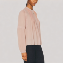 Loose And Versatile Pleated Long Sleeved Top