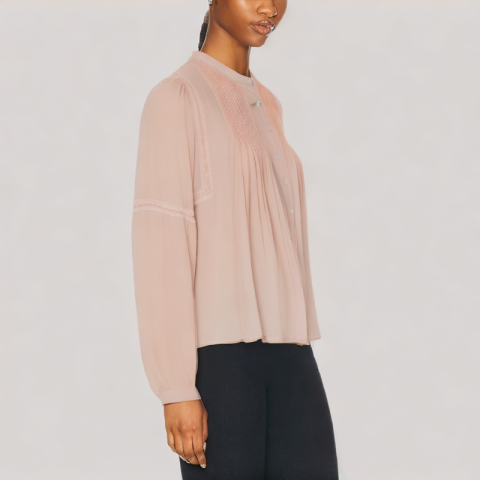 Loose And Versatile Pleated Long Sleeved Top